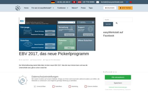 EBV 2017, das neue Pickerlprogramm - easyWerkstatt