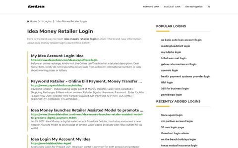 Idea Money Retailer Login ❤️ One Click Access - iLoveLogin