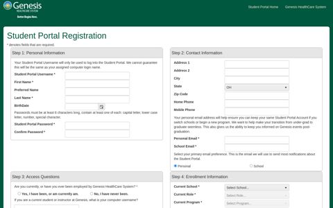 Student Portal Registration - Genesis Student Portal