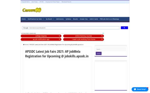 APSSDC Latest Job Fairs 2020: AP JobMela Registration for ...