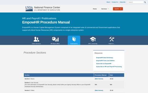 EmpowHR Procedure Manual - National Finance Center - USDA