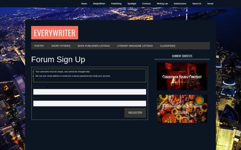Forum Sign Up - EveryWriter - Every Writer's Resource