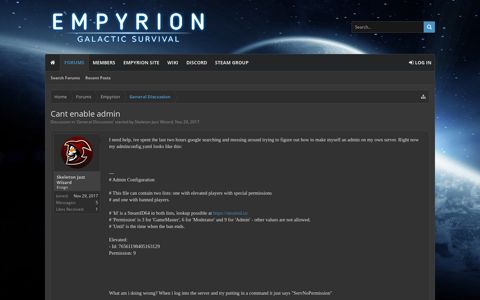 Cant enable admin | Empyrion – Galactic Survival ...