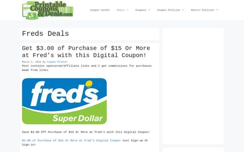 Freds Deals - New Coupons and Deals - Printable Coupons ...
