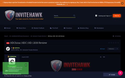 HDChina | HDC | HD | 2019 Review - InviteHawk