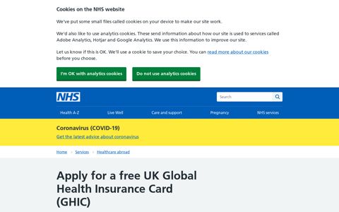 Apply for a free European Health Insurance Card (EHIC) - NHS
