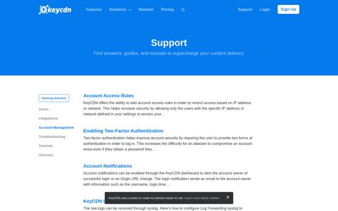 Account Management - KeyCDN Support