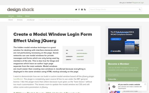 Create a Modal Window Login Form Effect Using jQuery ...