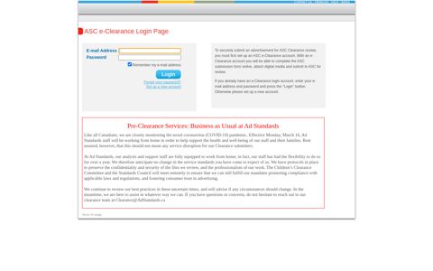 ASC e-Clearance Login Page