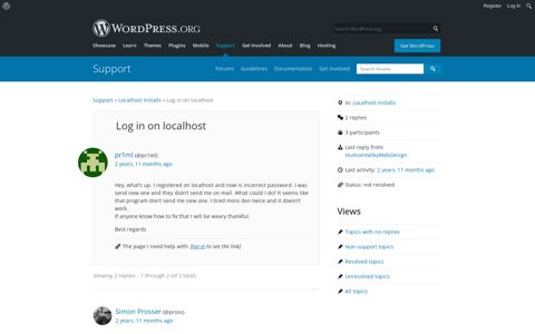 Log in on localhost | WordPress.org