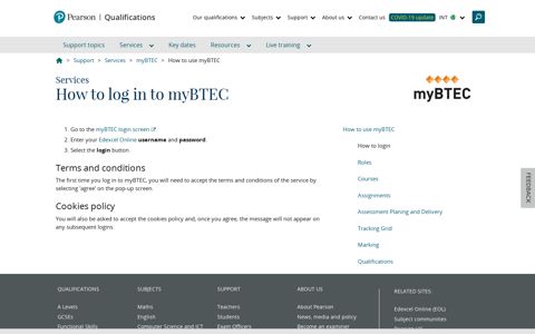 How to log in to myBTEC - Pearson Edexcel