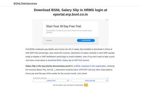 Download BSNL Salary Slip in HRMS login at eportal.erp.bsnl ...