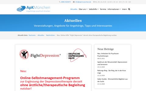 Neu: Online-Hilfe "iFight Depression" derzeit ohne ...