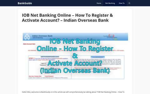 IOB Net Banking Online - How To Register & Activate Account ...