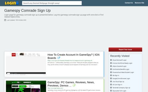 Gamespy Comrade Sign Up - Loginii.com
