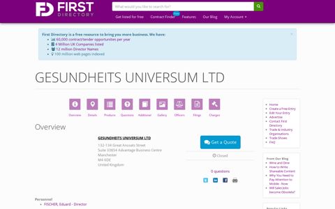 GESUNDHEITS UNIVERSUM LTD - 1st Directory