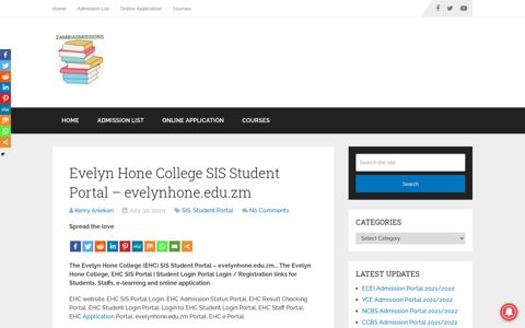 Evelyn Hone College SIS Student Portal – evelynhone.edu.zm ...