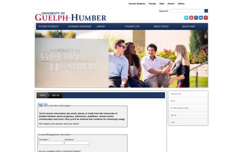 Sign Up | Admission | University of Guelph-Humber
