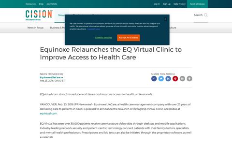 Equinoxe Relaunches the EQ Virtual Clinic to Improve Access ...