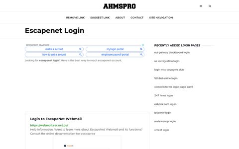 escapenet ✔️ Login to EscapeNet Webmail - AhmsPro.com