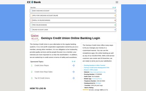 Genisys Credit Union Online Banking Login - CC Bank