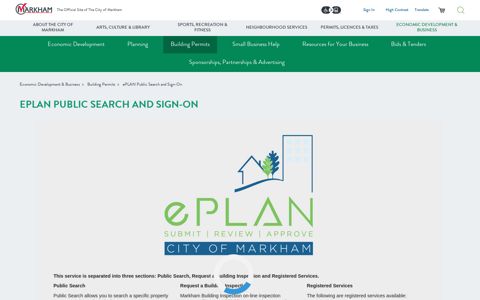 ePLAN Public Search and Sign-On - City of Markham
