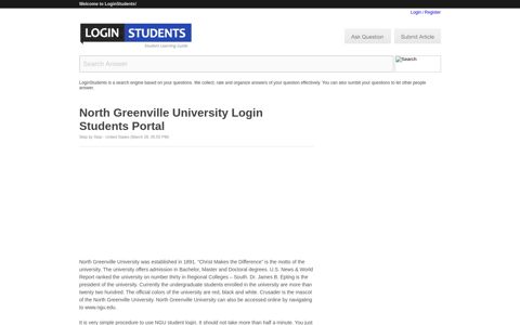 North Greenville University Login Students Portal