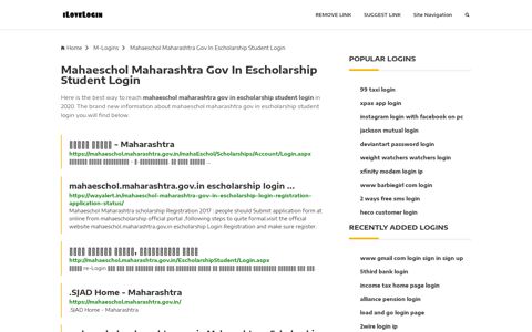 Mahaeschol Maharashtra Gov In Escholarship Student Login ...