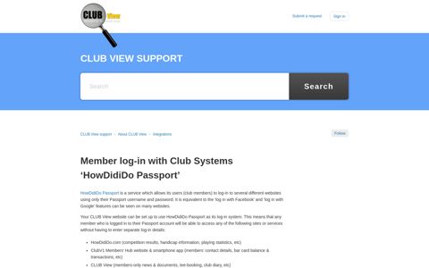 Member log-in with Club Systems 'HowDidiDo Passport ...