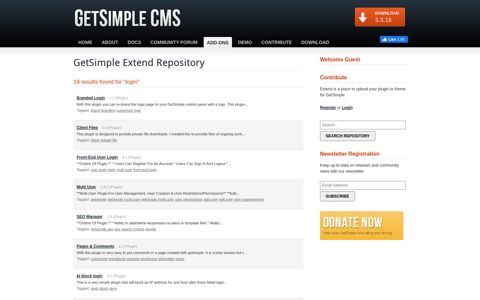 Login - Search | GetSimple Repository | GetSimple Extend