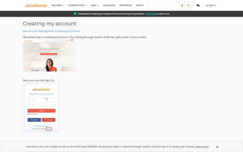 Creating my account | LiveCareer