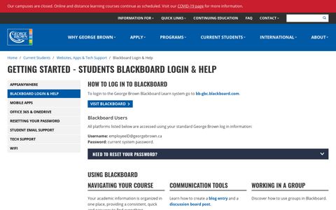 Getting Started - Students Blackboard Login & Help | George ...
