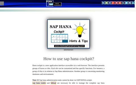 How to use sap hana cockpit? - Best sap hana training