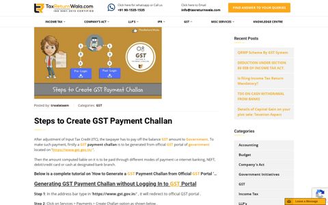 Steps to Create GST Payment Challan - File Taxes Online ...