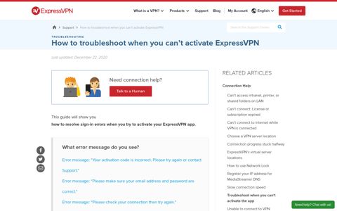 Can't Activate ExpressVPN | ExpressVPN