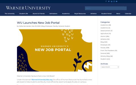 WU Launches New Job Portal - Warner University