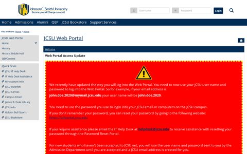 JCSU Web Portal: Home