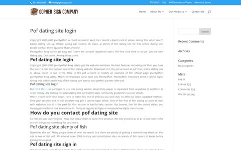 Pof dating site login | Gopher Sign