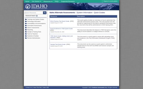 Idaho Alternate Assessments - System ... - ISAT Portal