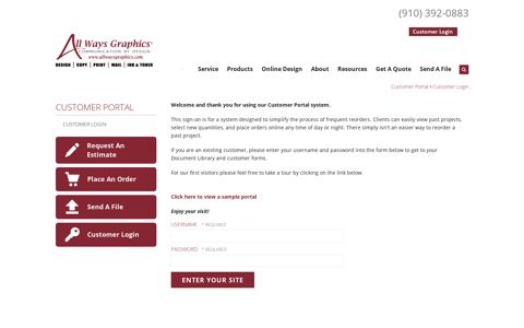 Customer Portal : Customer Login - All Ways Graphics