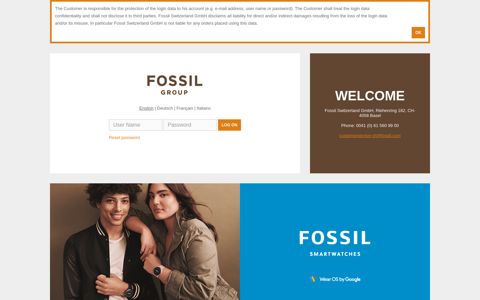 Fossil B2B Portal