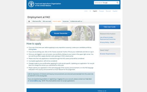 How to apply | Employment at FAO | Food and Agriculture ...