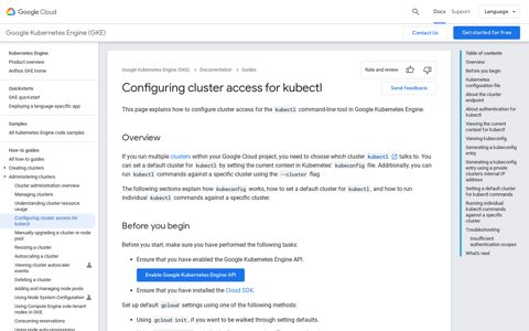 Configuring cluster access for kubectl - Google Cloud