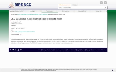 LKG Lausitzer Kabelbetriebsgesellschaft mbH - RIPE NCC