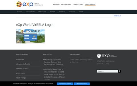eXp World VirBELA Login - eXp World Holdings