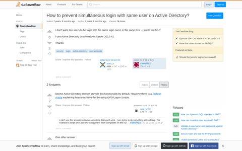 How to prevent simultaneous login with same user on Active ...
