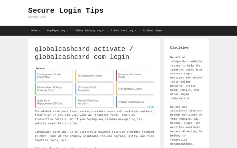 globalcashcard activate / globalcashcard com login - Secure ...