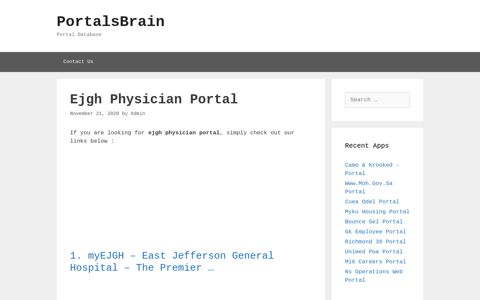 Ejgh Physician Portal - PortalsBrain - Portal Database