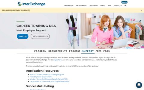 Host Employer Support · Career Training USA · InterExchange