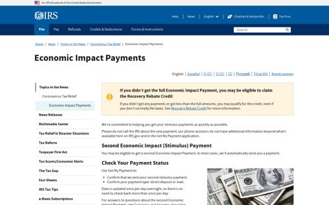 Economic Impact Payments | Internal Revenue Service